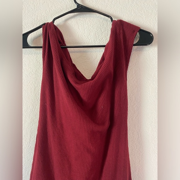 Paparazzi Maroon Wine Red Bodycon Dress w/ Crossed Tops Size S - Picture 5 of 7